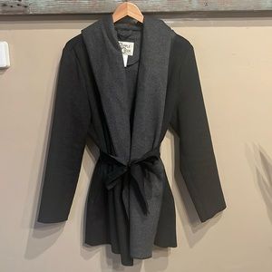 CRIPPLE CREEK Hooded Belted Wrap Coat L
